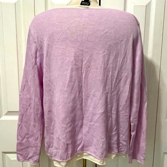 Eileen Fisher Lavender Long Sleeve Women's Gauzy light Weight Sweater - Picture 4 of 11